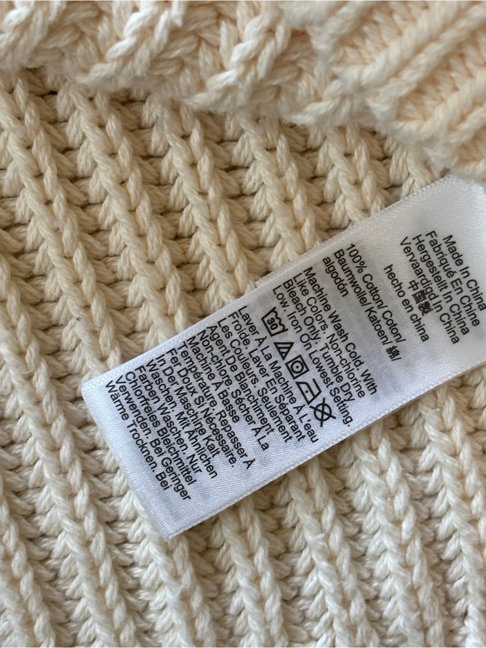 J Crew Heritage Cotton Fisherman Crewneck Sweater Womens 3X Natural Cream Crop